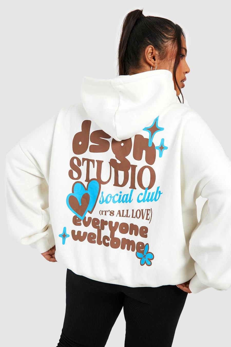 Stone Plus Dsgn Heart Back Print Hoodie 