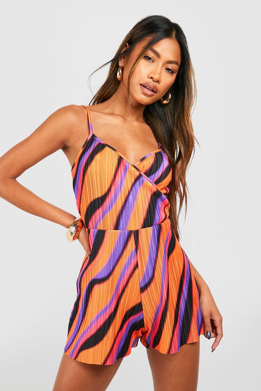 Abstract Plisse Wrap Playsuit image number 1