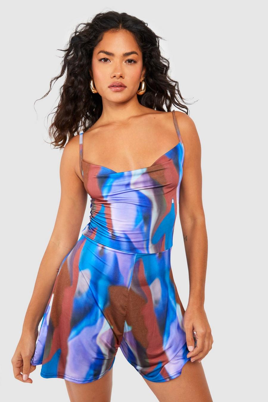 Abstract Slinky Cowl Playsuit image number 1