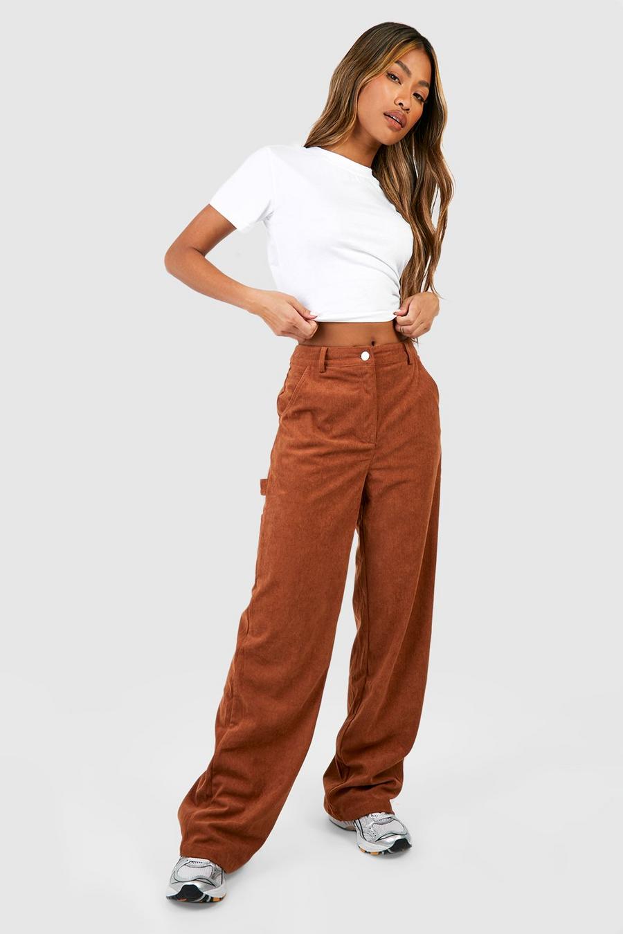 Tan Corduroy Relaxed Fit Carpenter Pants image number 1