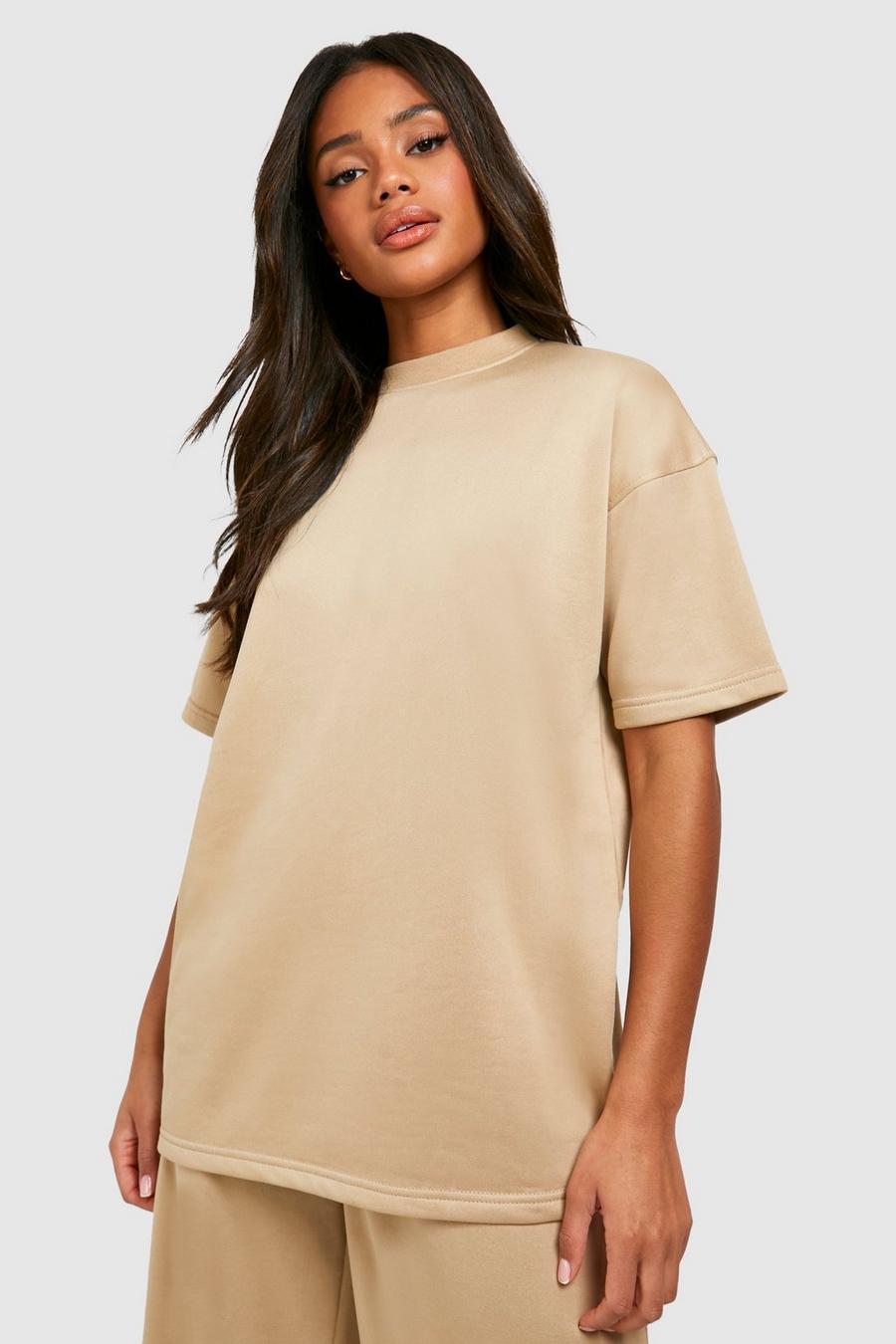 T-shirt oversize super morbida in French Terry, Taupe