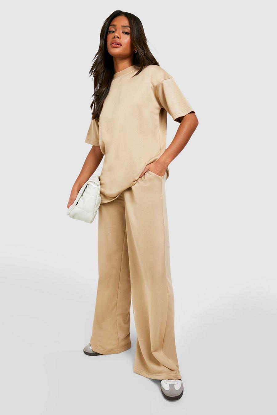 Taupe Super Soft French Terry Straight Leg Track Pants
