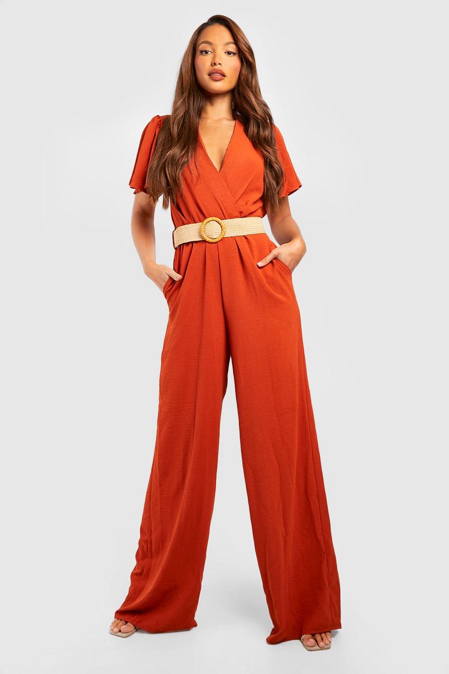 Tall Belted Angel Sleeve Jumpsuit