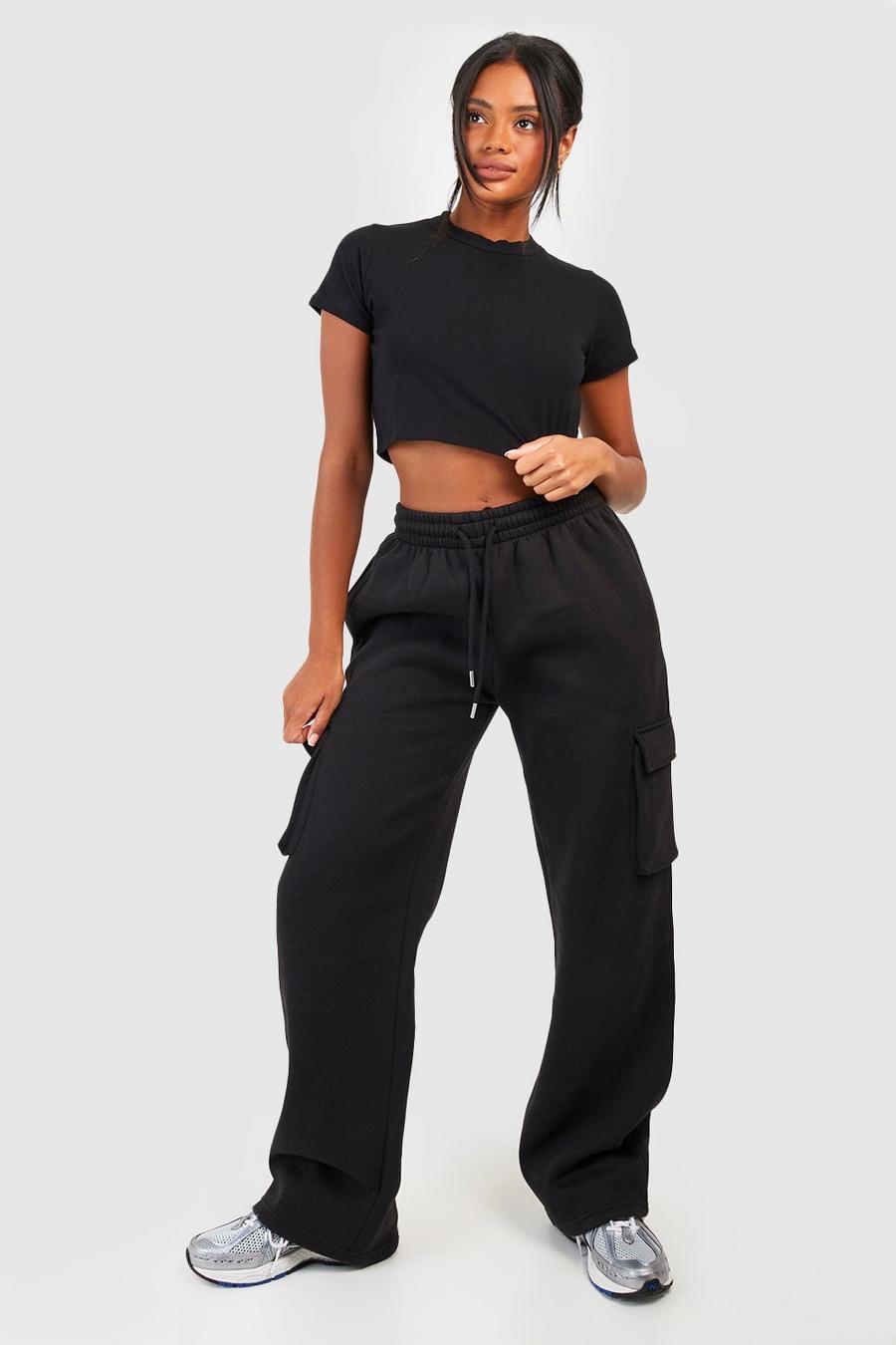 Black Cargo Pocket Straight Leg Jogger