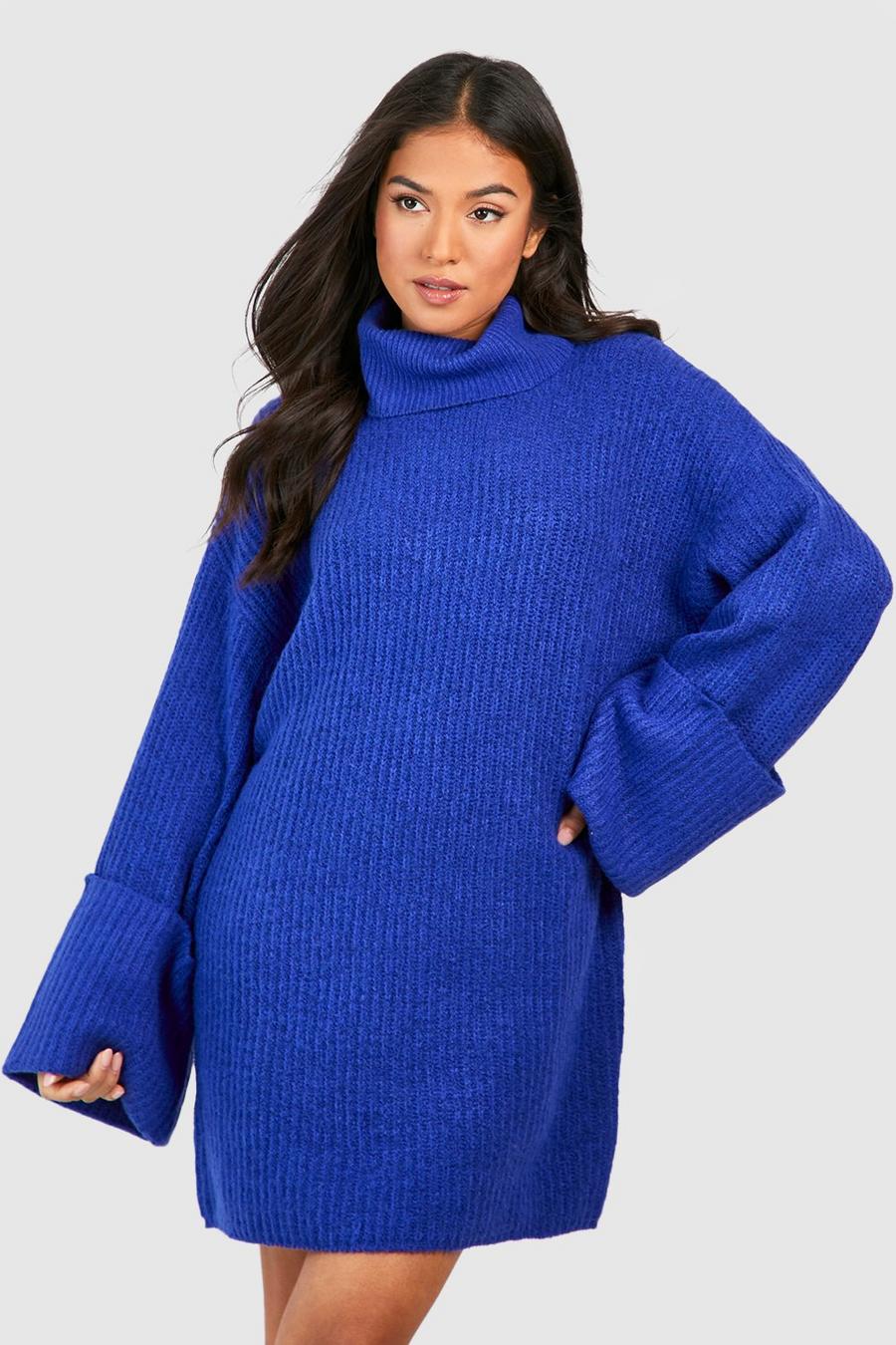 Cobalt Petite Deep Cuff Turtleneck Sweater Dress