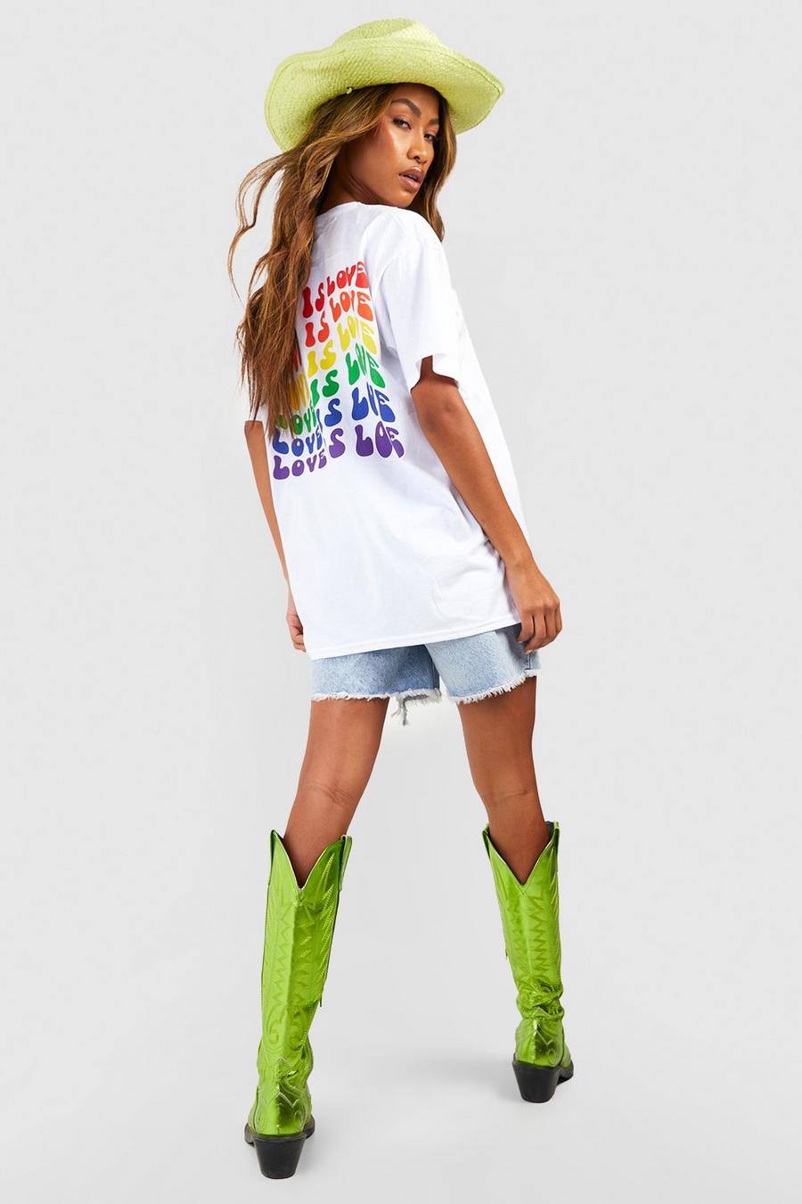 T-shirt oversize à slogan Love - Pride, White