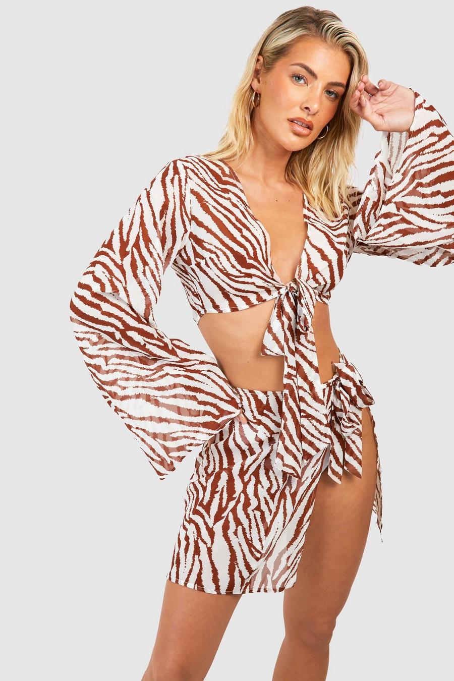 Tiger Tie Shirt & Sarong Beach Co-ord image number 1