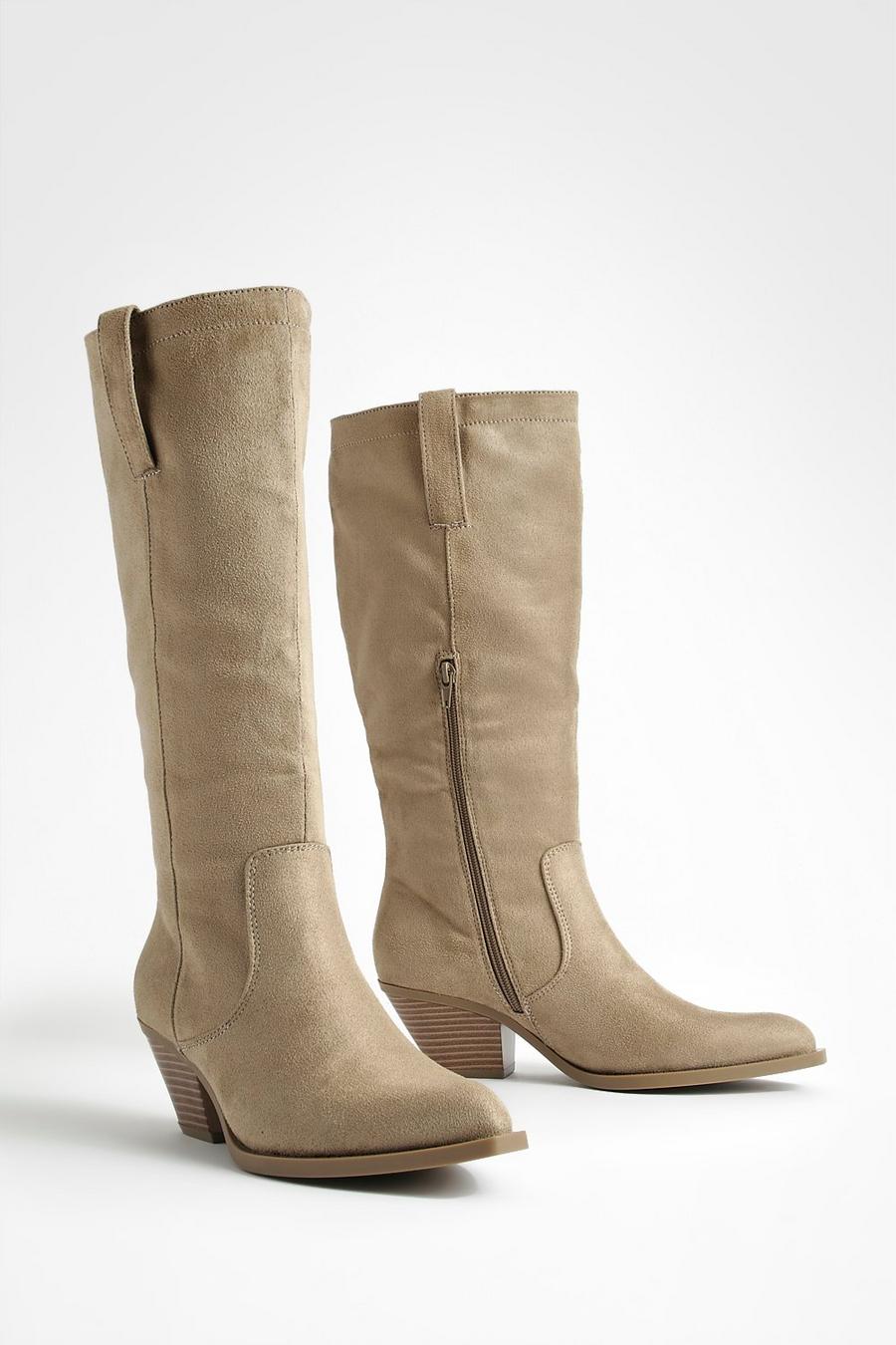 Taupe Minimal Pull On Western Cowboy Boots
