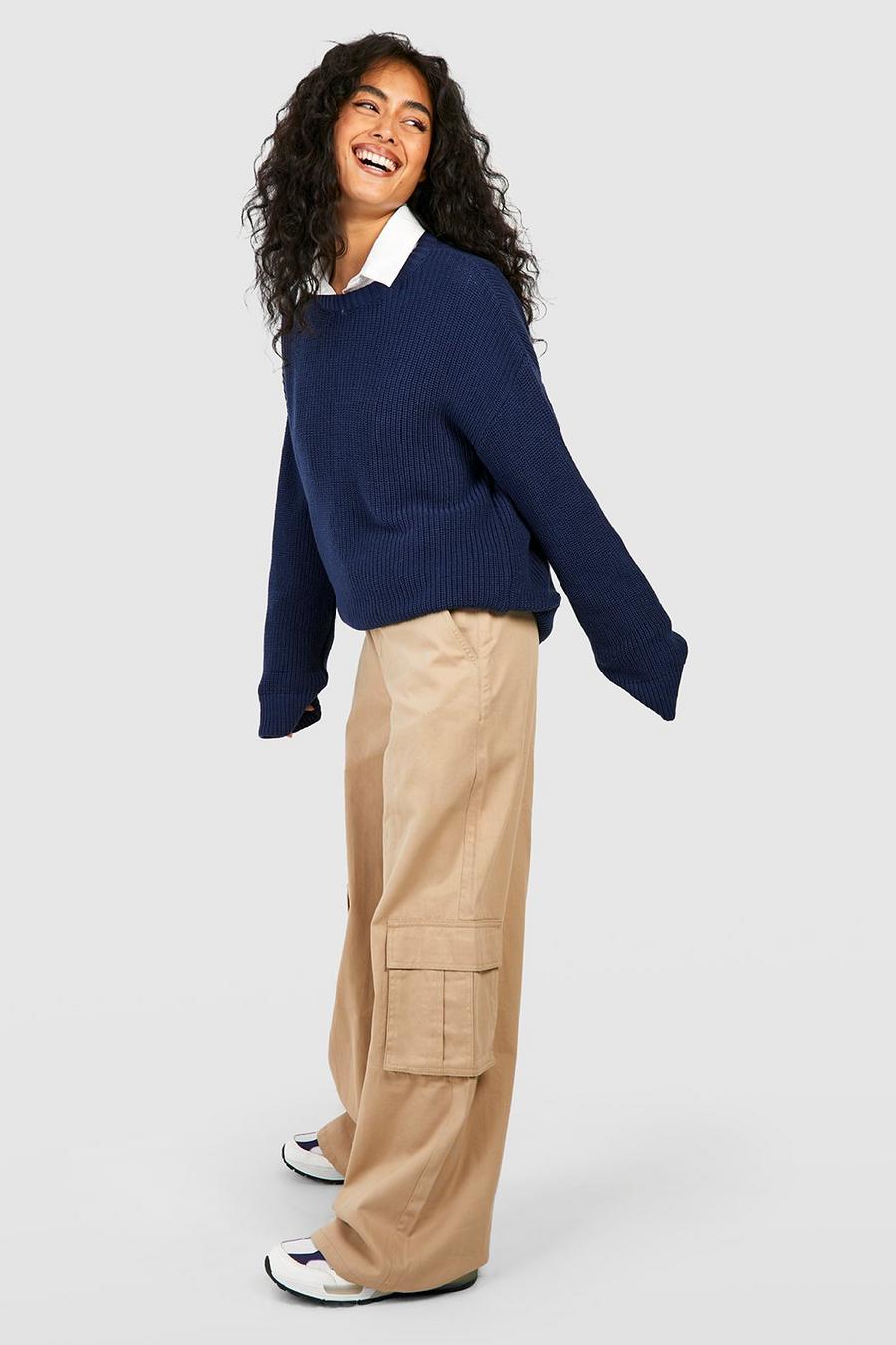 Taupe Relaxed Fit Twill Cargo Wide Leg Pants