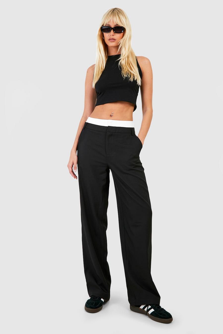 Black Boxer Waistband Relaxed Fit Trousers