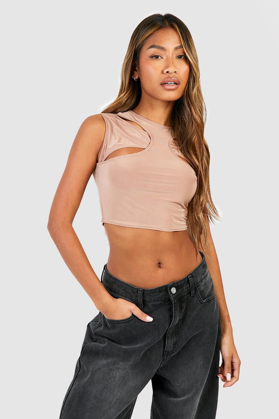 Camel Crop top med cut-outs