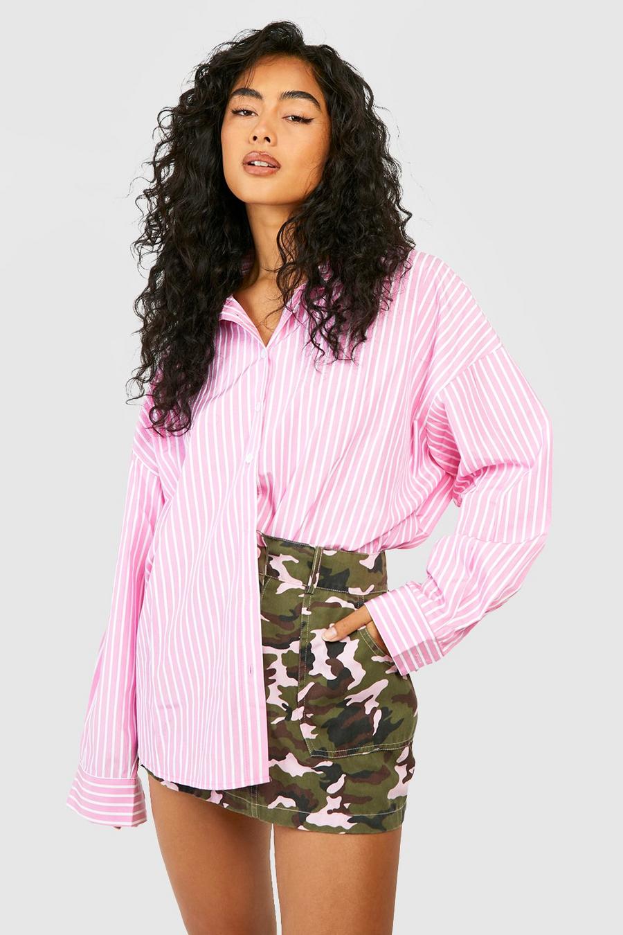 Mini-jupe délavée à imprimé camouflage, Pink
