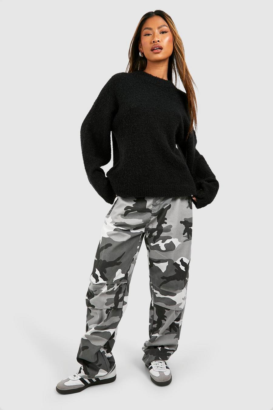 Grey Washed Camo Parachute Pants image number 1