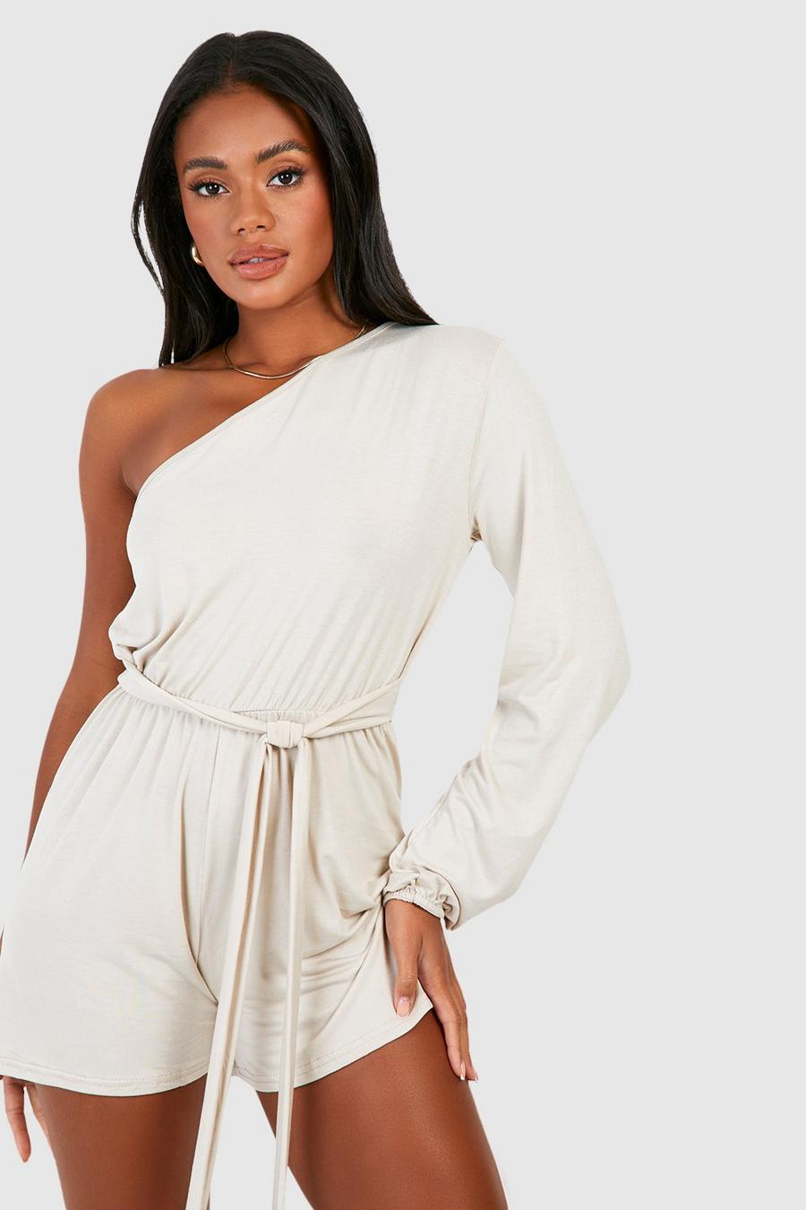 Stone One Shoulder Playsuit