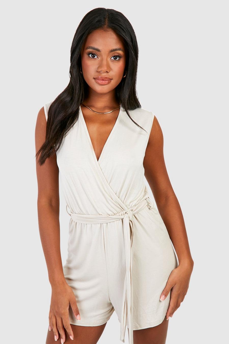 Stone Wrap Belted Playsuit