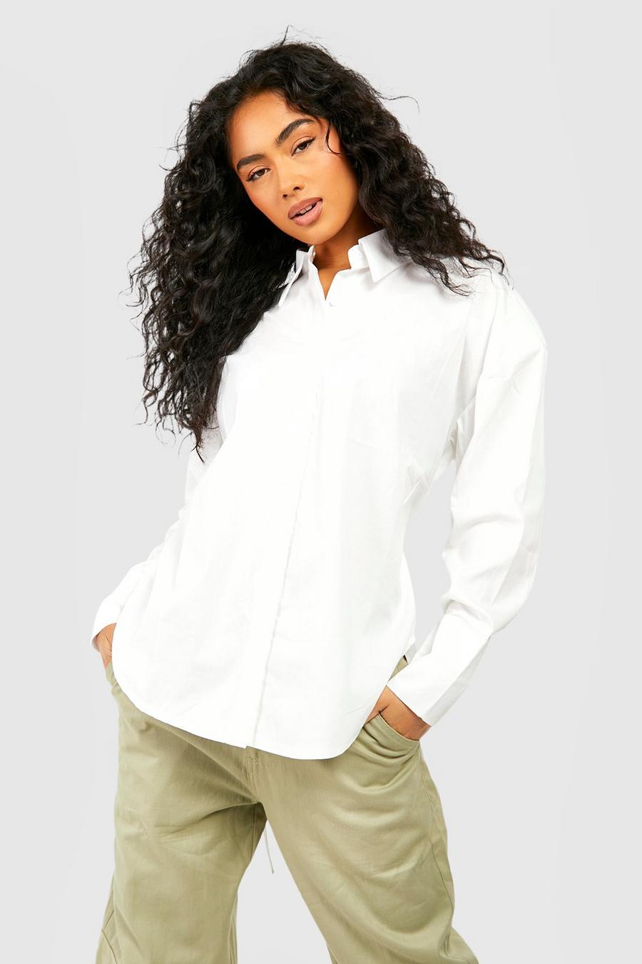 White Oversize skjorta med knytdetalj