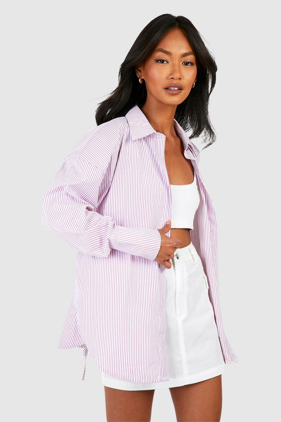 Chemise oversize à rayures, Pink