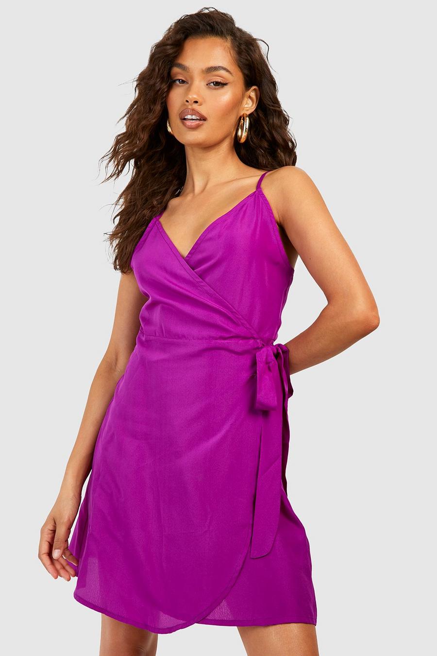 Vestido mini cruzado, Purple