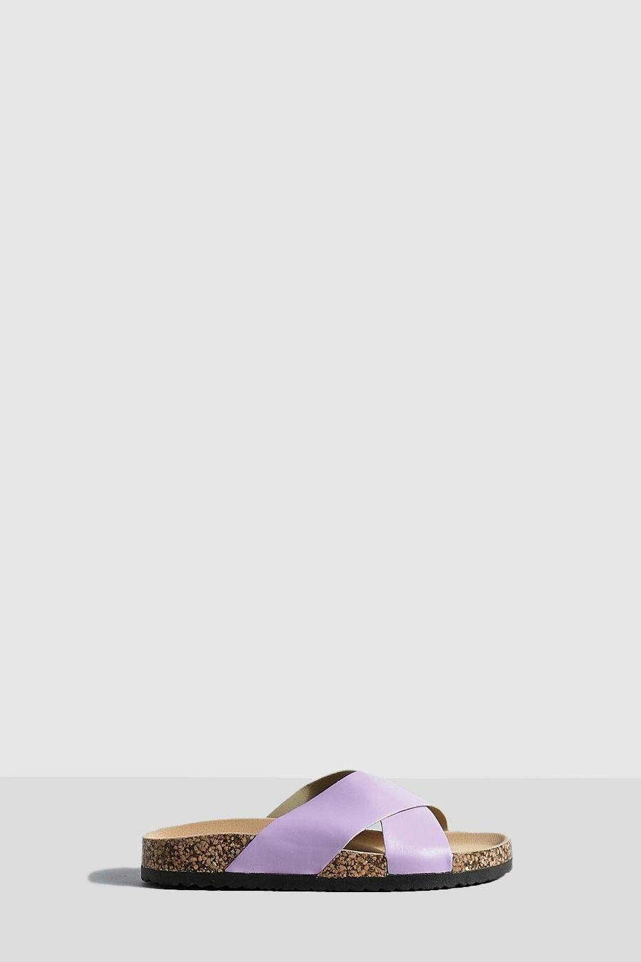 Lilac Slippers Met Gekruiste Bandjes image number 1