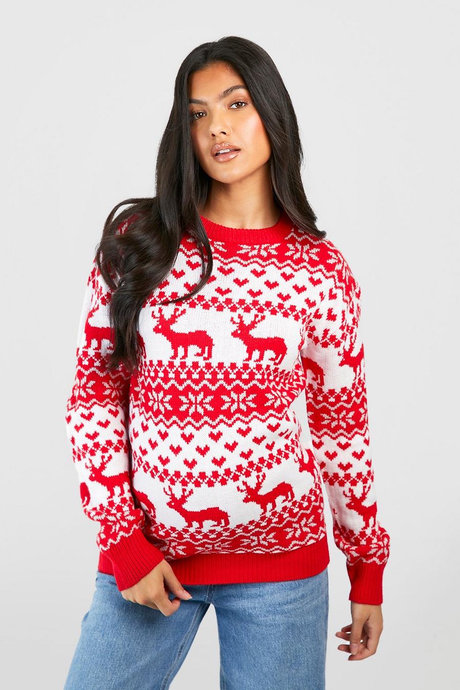 Red Maternity Fairisle Christmas Sweater