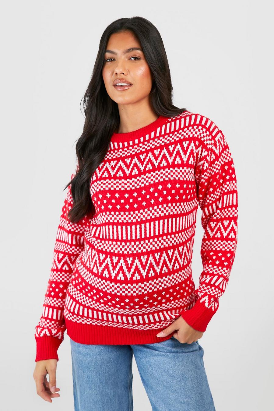 Red Maternity Fairisle Christmas Sweater