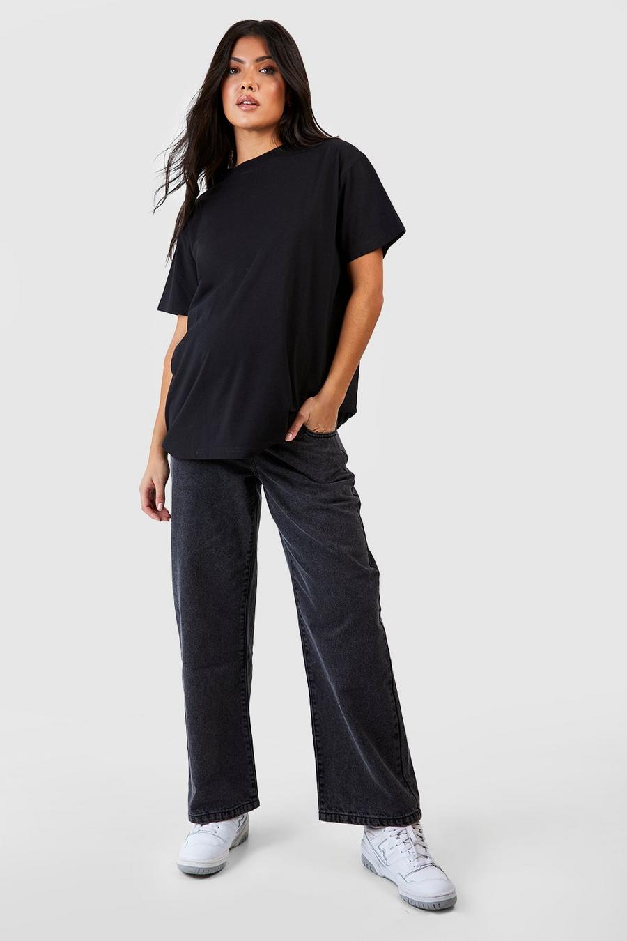 Washed black Maternity Over Bump Boyfriend Jeans image number 1