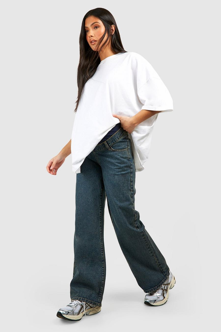 Vintage wash Mammakläder Högmidjade jeans med vida ben