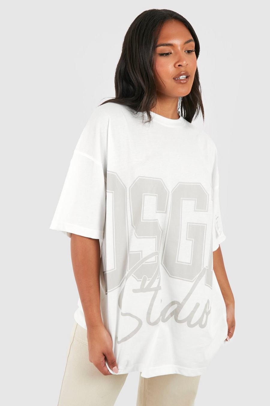 Grande taille - T-shirt oversize à logo, Ecru