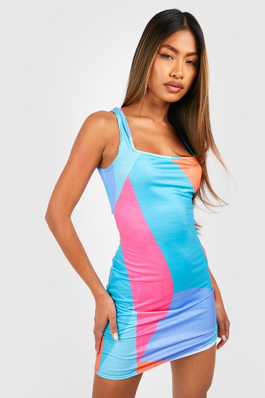Abstract Square Neck Bodycon Mini Dress image number 1