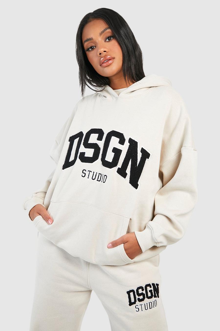 Oversize Hoodie mit Dsgn Studio Frottee-Applikation, Stone image number 1