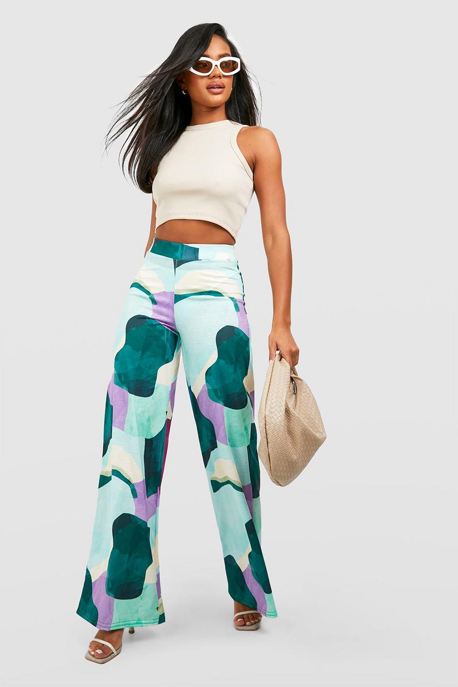 Abstract Printed Wide Leg Trousers