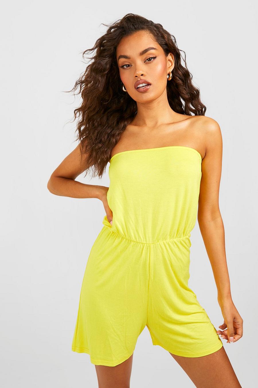 Yellow Losse Strapless Playsuit