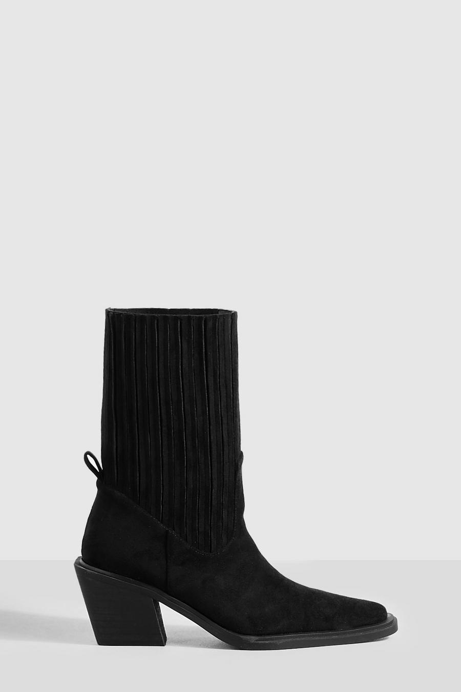 Black Extended Rand Low Western Boots
