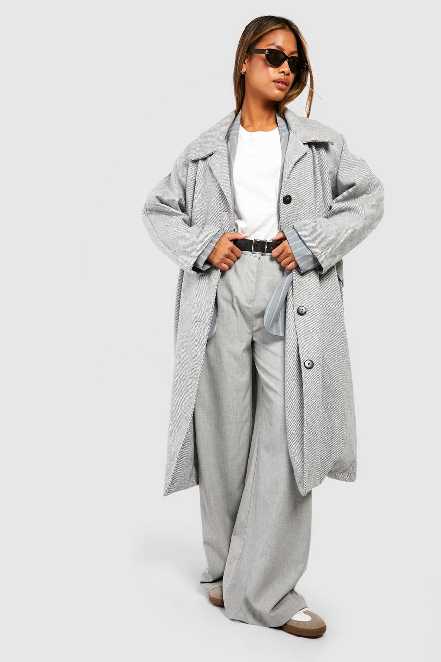 Mantel mit Kragen und Knopfleiste, Grey