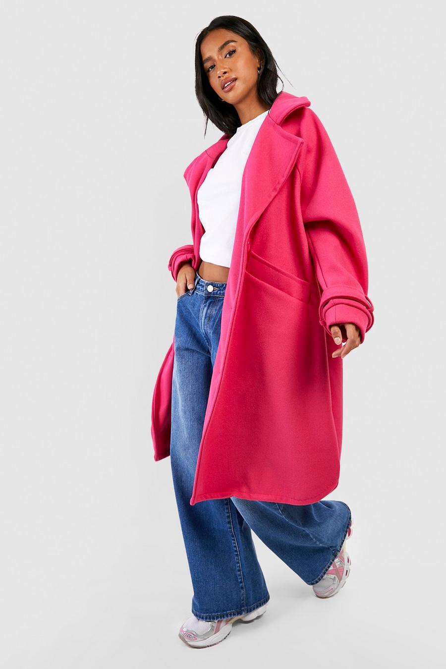 Pink Petite Premium Wool Look Oversized Coat image number 1