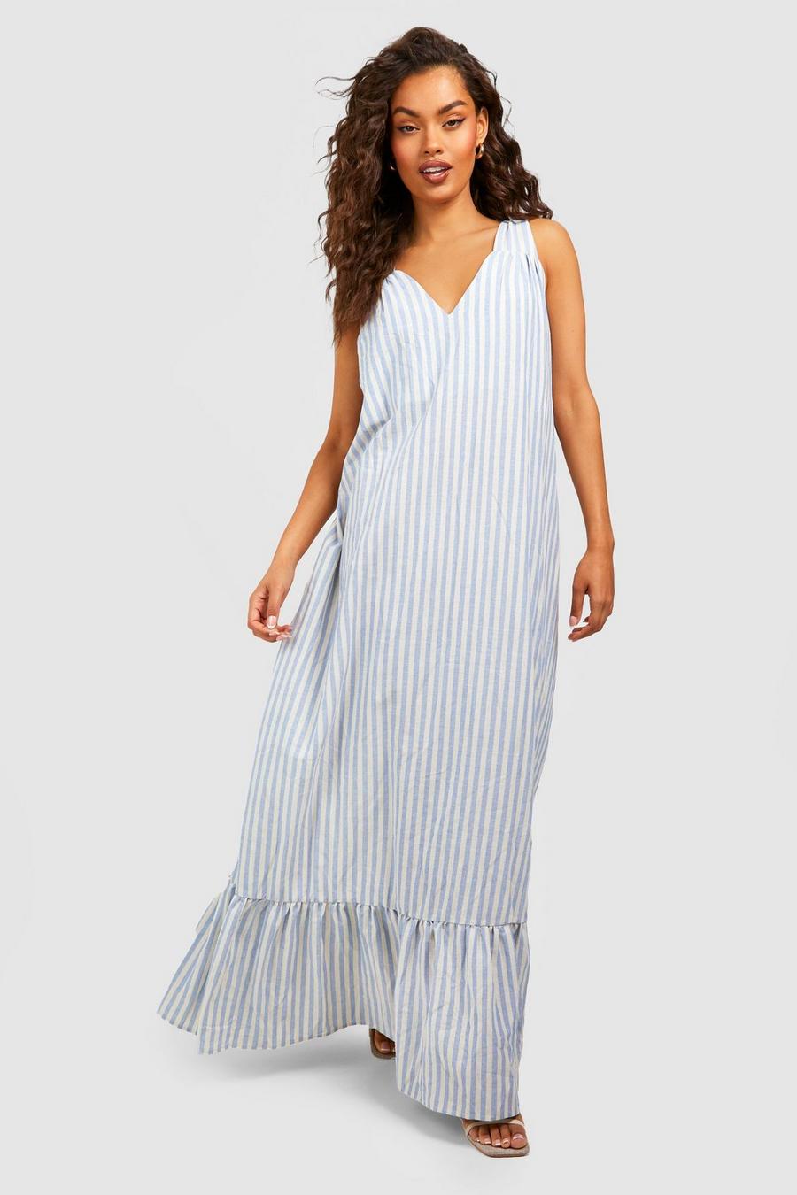 Blue Trapeze Striped Maxi Dress image number 1