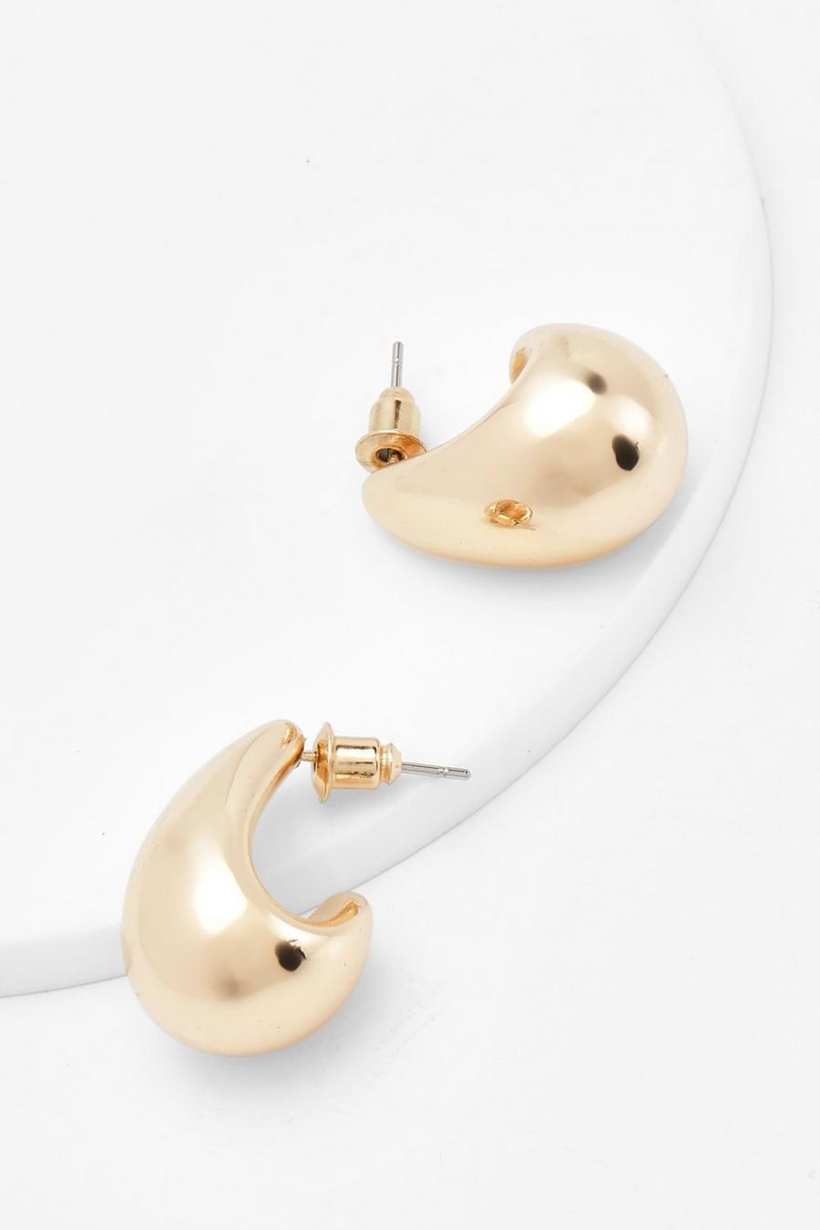 Gold Oversized Chunky Hoop Earrings image number 1