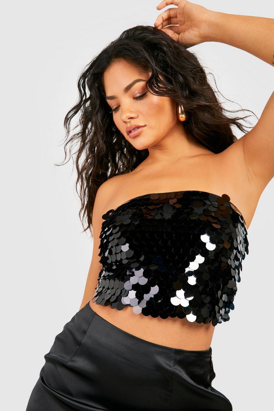 Black Large Sequin Tube Top