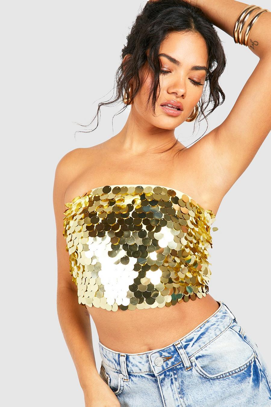 Gold Large Sequin Tube Top