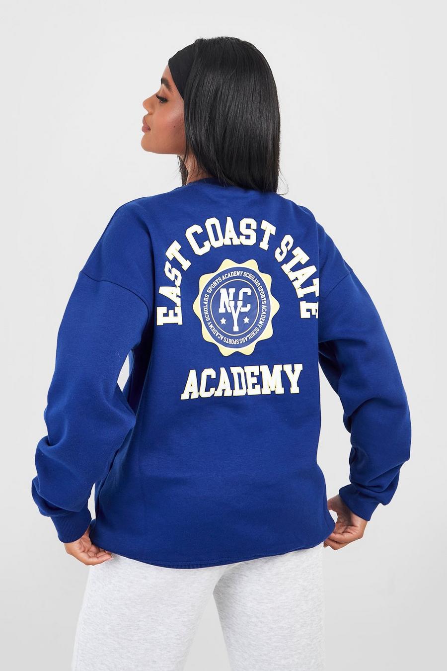Sweatshirt mit East Coat Slogan, Cobalt