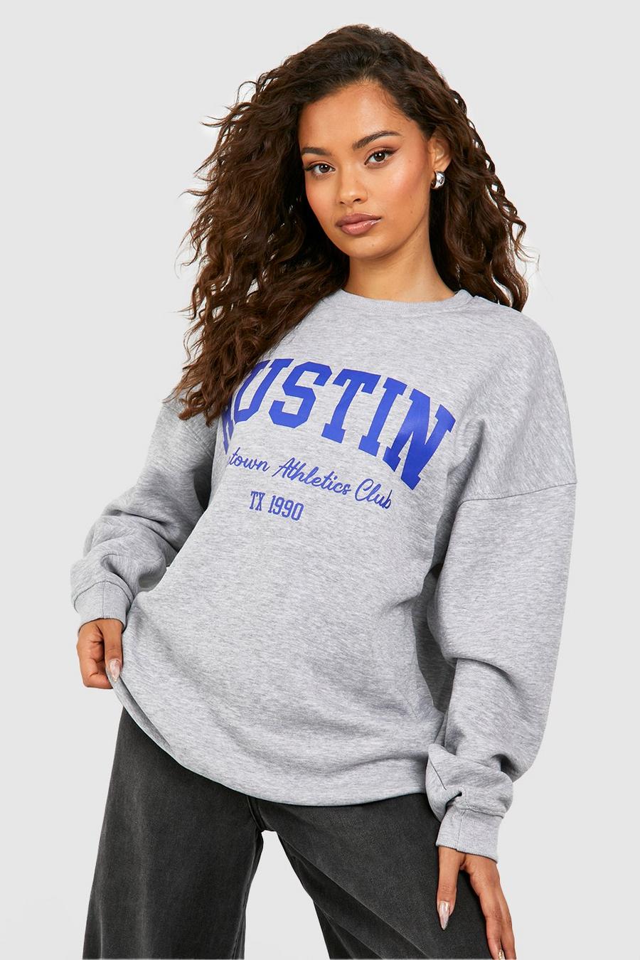 Sweatshirt mit Austin-Slogan, Grey marl