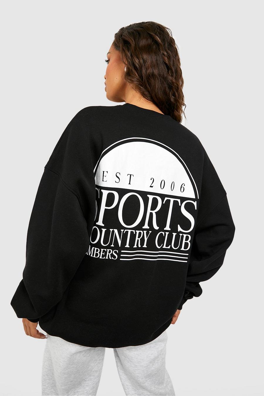 Black Sports Club Slogan Printed Sweatshirt 