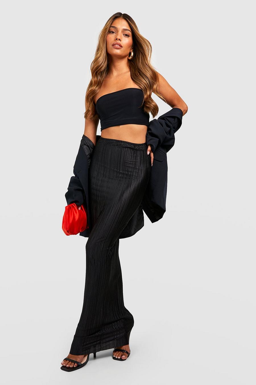 Black Plisse Maxi Skirt