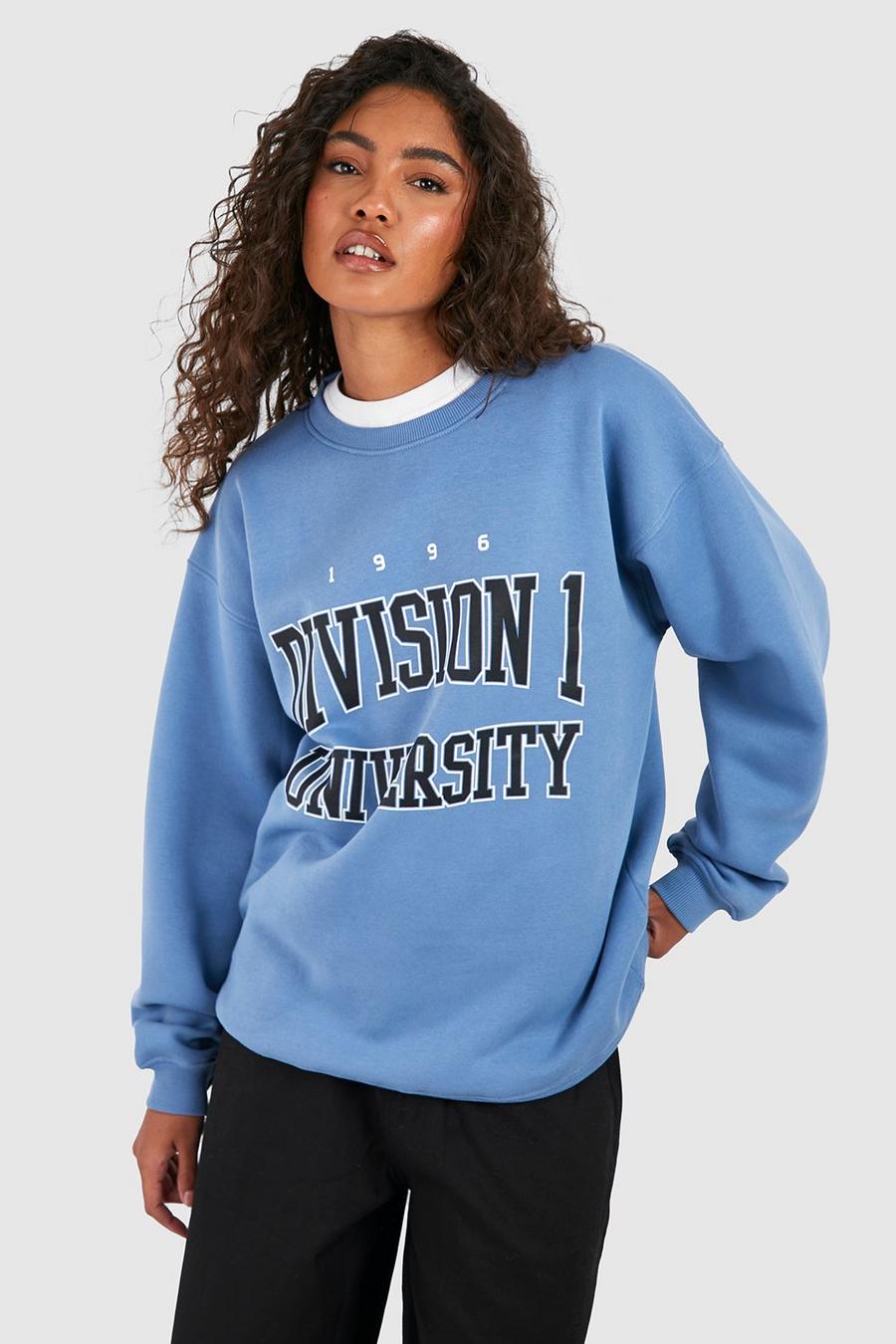 Tall Sweatshirt mit University Slogan, Blue