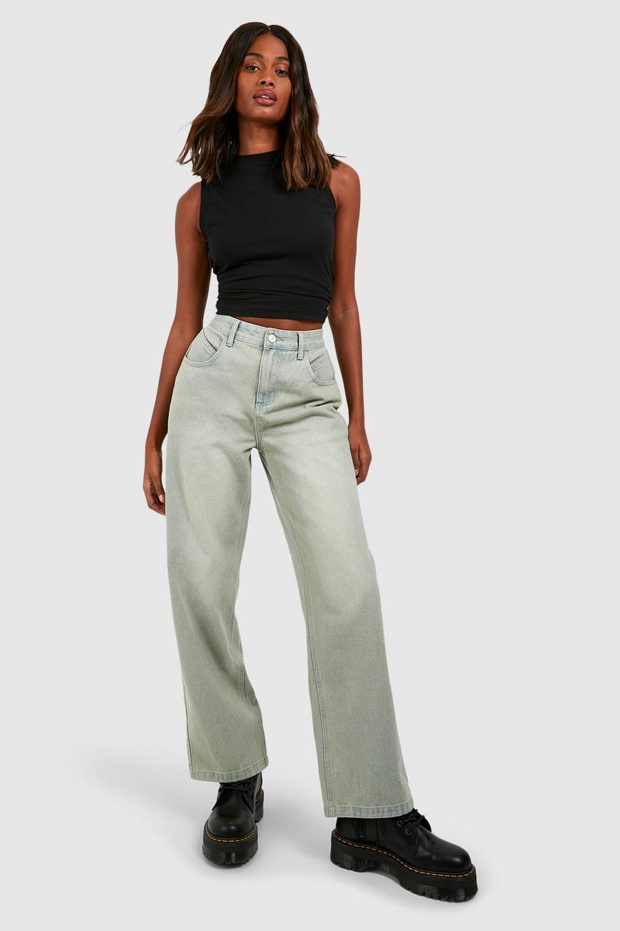 Bleach wash Gebleekte Vintage Wash Wide Leg Jeans