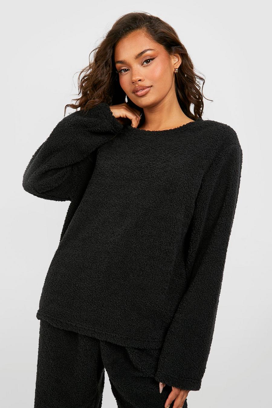 Borg Loungewear-Sweatshirt, Black