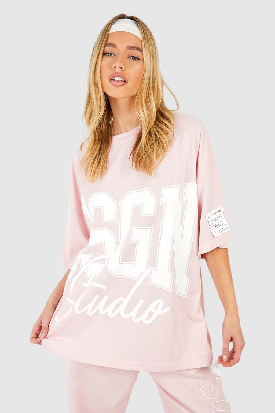 Camiseta oversize con estampado Dsgn Studio, Pink