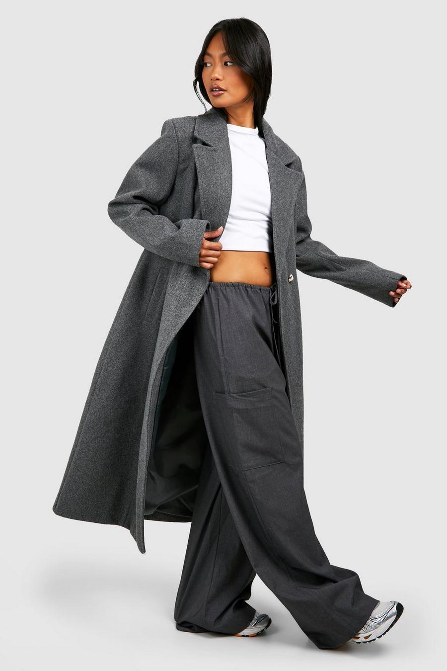 Grey marl Tailored Wool Look Maxi Coat  image number 1