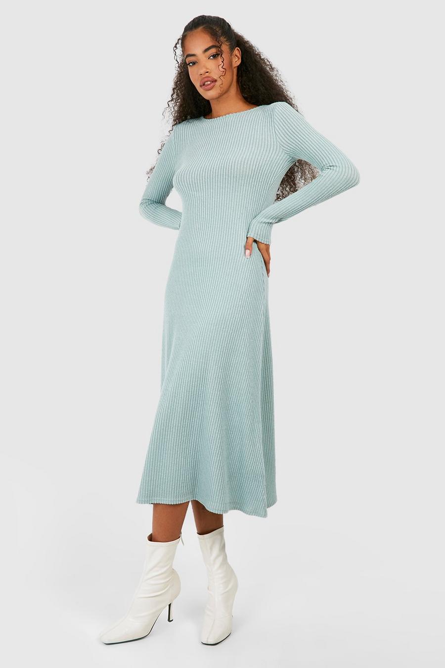 Sage Super Soft Rib Loose Midaxi Dress