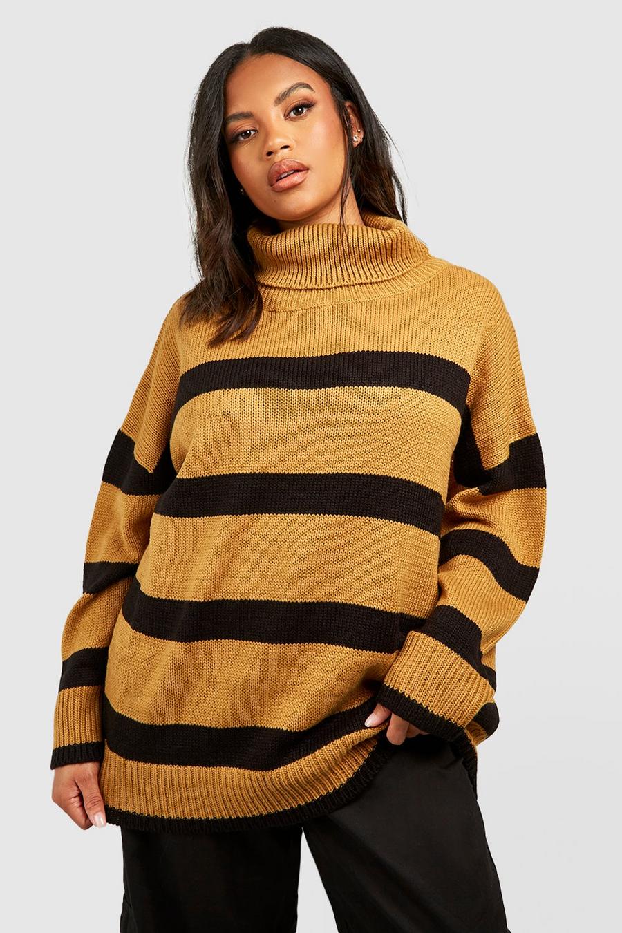 Biscuit Plus Stripe Oversized Knitted Jumper image number 1